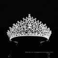 Corona de boda india de plata Noble Diamante de imitación de cristal Princesa Reina Tiara de ballet nupcial para mujer